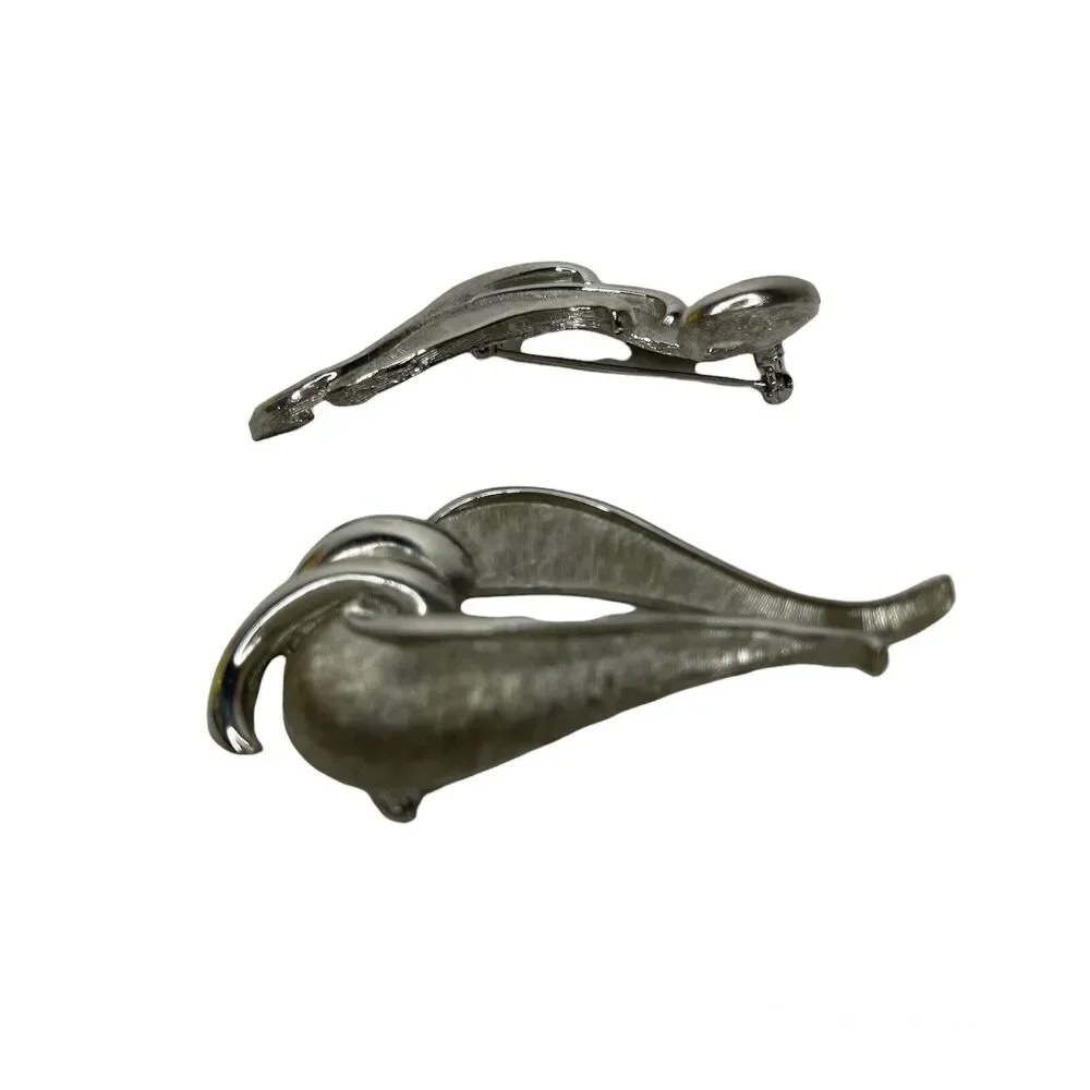 2 Vintage Silver Tone Pin Brooch 2.5